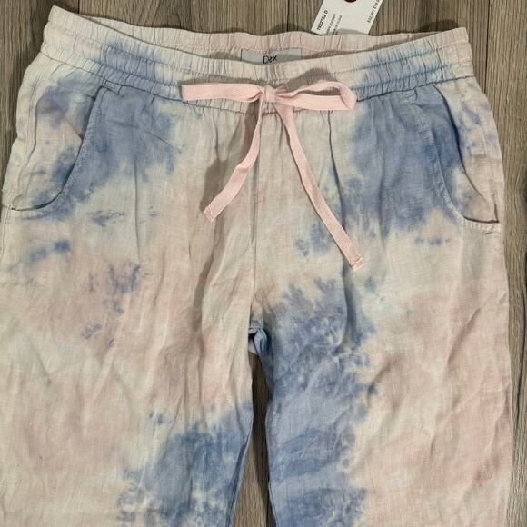 Dex Black Tape Linen Jogger Pants Pink Blue Cloud - Size Medium - $80 - Picture 4 of 8